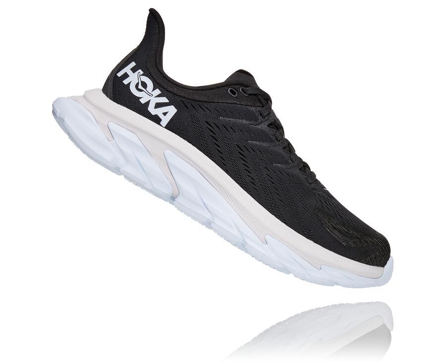 Running Shoes Mens - Hoka One One Clifton Edge - Black/White - NYWTBMJ-51